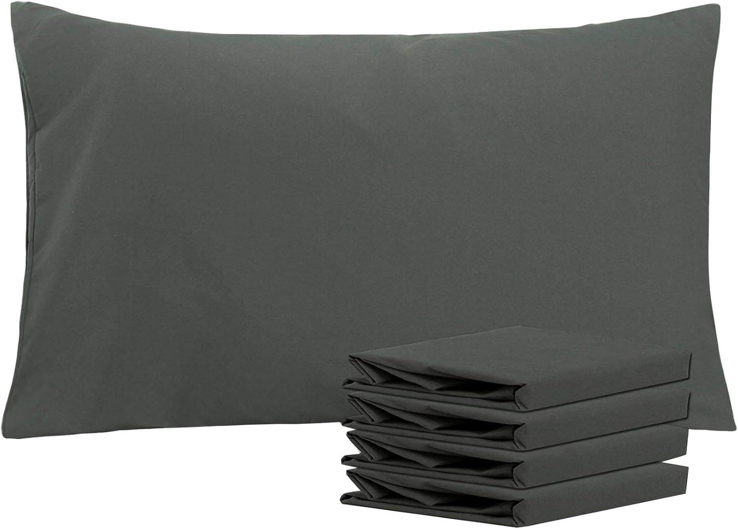 Queen Pillowcase Set - 4 Pack Brushed Microfiber 20x30 Pillowcases - Soft, Wrinkle-Free, Fade-Resistant, Stain-Resistant, Dark Grey Pillowcases with Envelope Closure - 20x30 Inches, Dark Grey