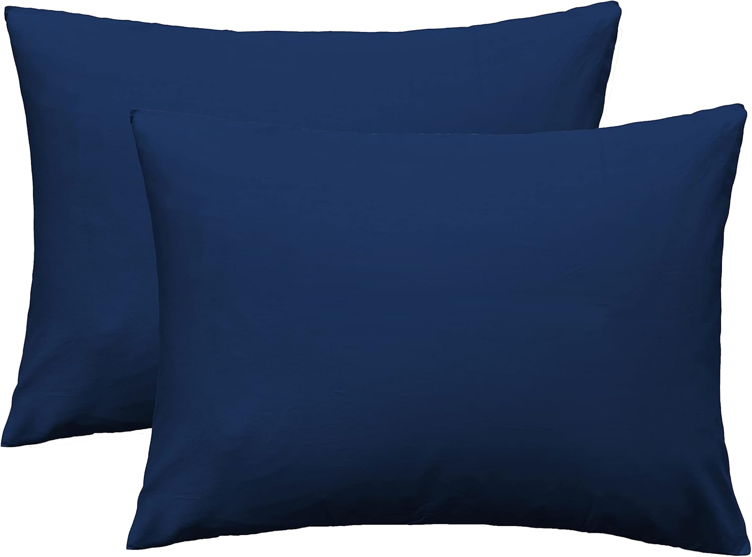 Soft 100% Egyptian Cotton Zipper Pillow Case, Cozy and Lightweight Pillowcase, Set of 2, Navy Blue, Standard, 20" x 26"