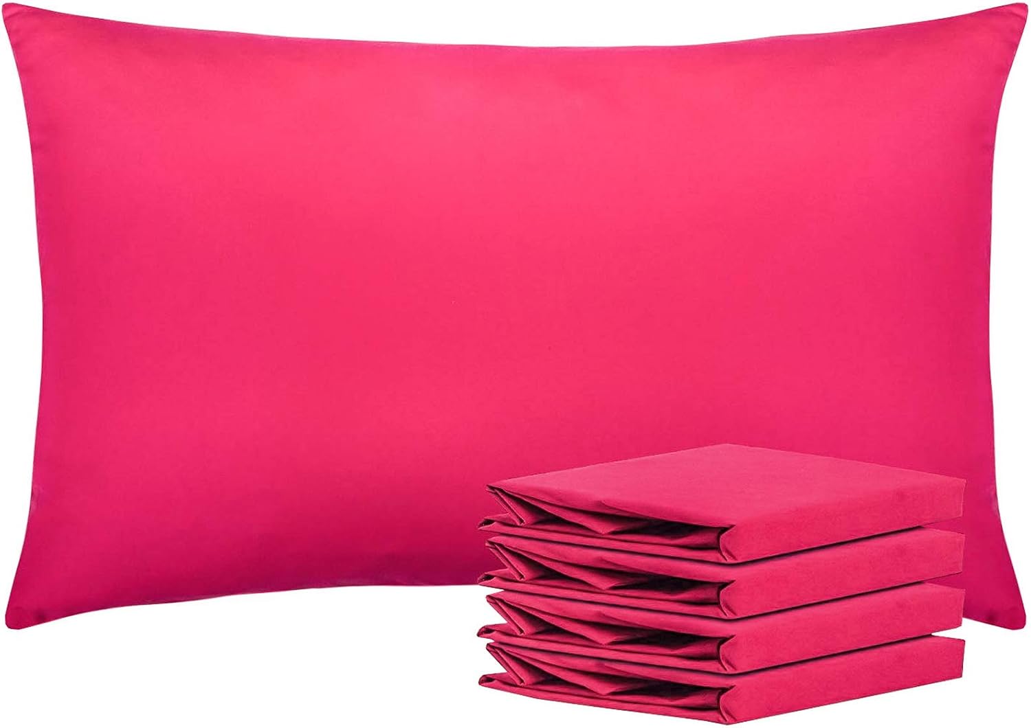 Queen Pillowcase Set - 4 Pack Brushed Microfiber 20x30 Pillowcases - Soft, Wrinkle-Free, Fade-Resistant, Stain-Resistant, Magenta Pillowcases with Envelope Closure - 20x30 Inches, Magenta