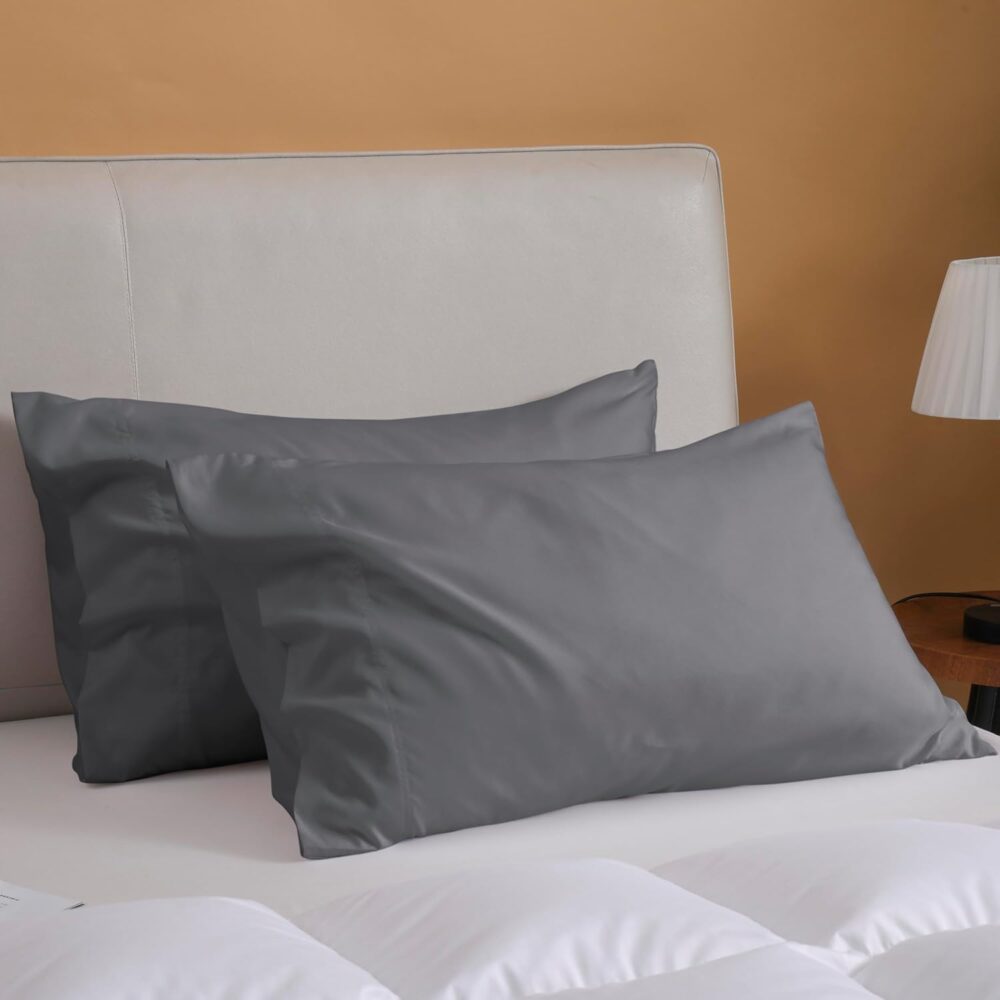 Gray Pillow Cases Queen Size Set of 2, Brushed Microfiber Pillowcases 2 Pack with Envelope Closure, Super Soft Breathable Pillowcase（Grey, 20x30 Inch）