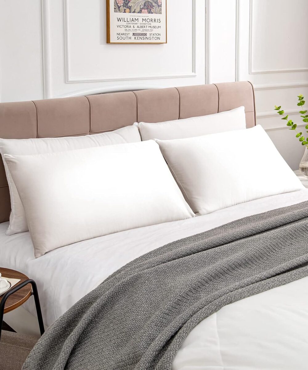 Cotton Pillow Cases Standard Size Set of 2, 600 Thread Count Pillowcases 20x26 Inches, Soft Long Staple Cotton Pillowcases Breathable with Envelope Closure,White - Image 2