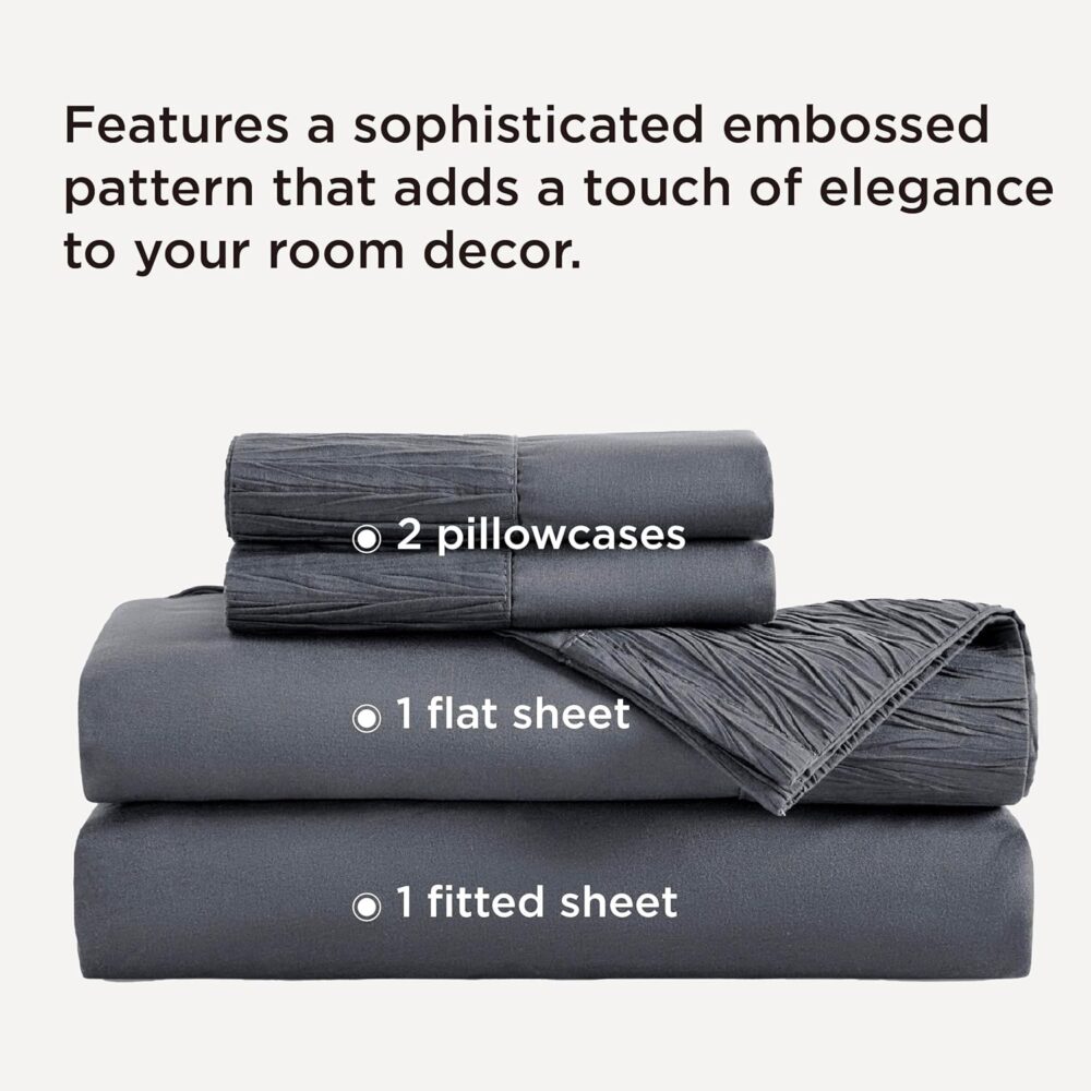 Queen Sheet Set - 4 Pieces Soft Queen Size Sheets - Breathable & Cooling - Hotel Luxury - Easy Care Polyester Microfiber Bedding for Women, Men, Dark Grey - Image 2