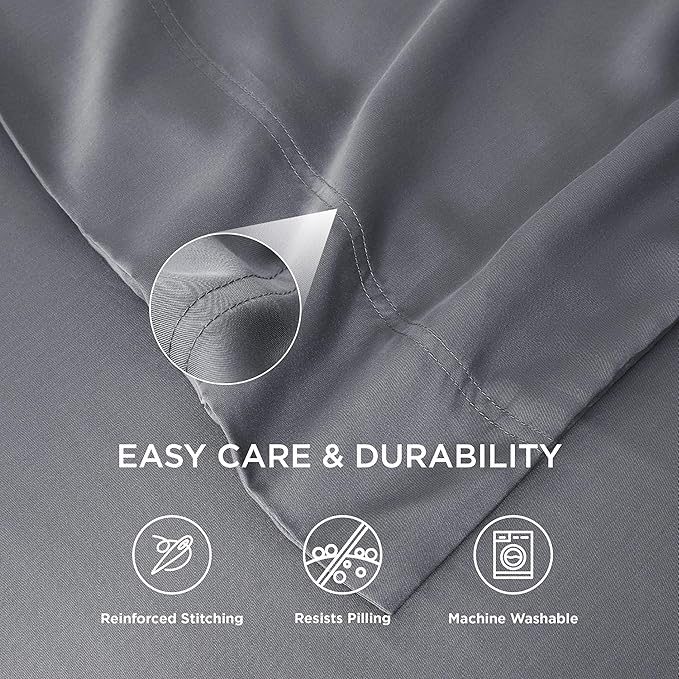 Pillow Cases Queen Size Set of 2, Rayon Derived from Bamboo Cooling Pillowcases for Hot Sleepers, Soft & Silky Pillow Covers with Envelope Closure, Dark Grey, Gifts for Women Men, 20x30 Inches - Image 2